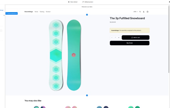 Shopify Theme Editor showing Product Options Block